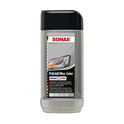 Polish & Wax Color NanoPro - Цветной полироль с воском + карандаш (серебристый/серый) 500 мл, Sonax