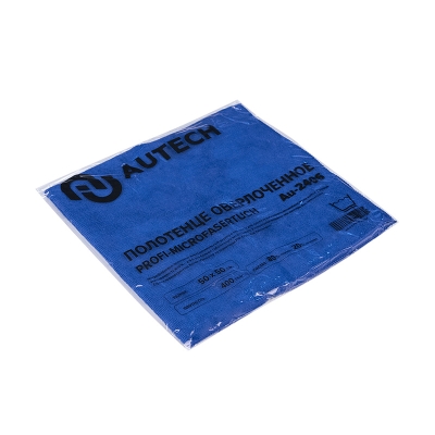 Au-2406 PROFI-MICROFASERTUCH Полотенце оверлоченное 50*50 см, СИНЕЕ, 400гр/м2 для сушки авто, Autech