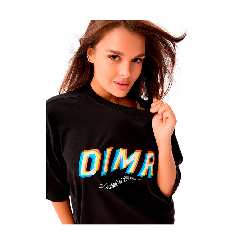 Футболка DIMR Glitch черная оверсайз, M