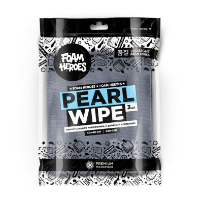 Pearl Wipe, универсальная микрофибра с двойным плетением 40х40см (3шт), 320г/м2, Foam Heroes