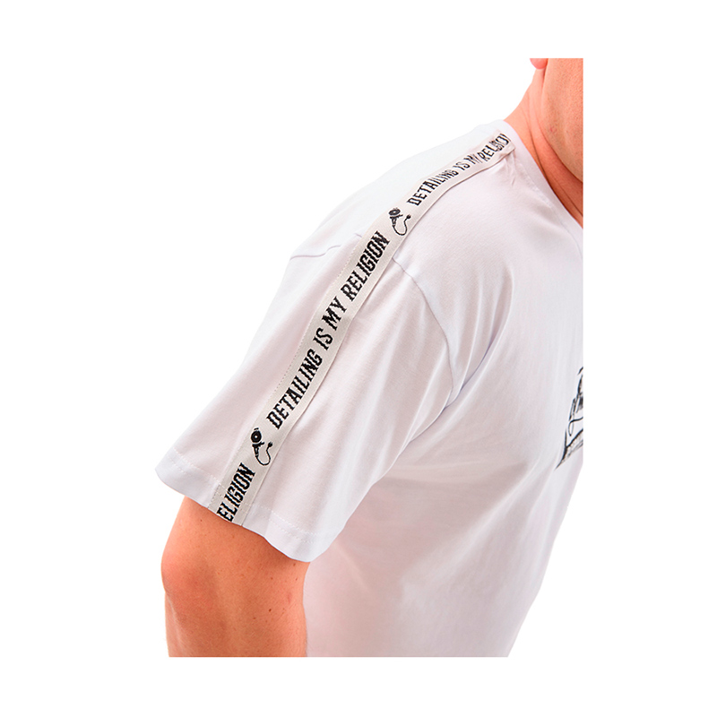 Футболка DIMR с вышивкой и лампасами белая, 2XL