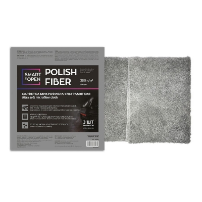 Polish Fiber - салфетка микрофибра ультрамягкая 350 г/м2, 40 х 40 см (3 шт), Smart Open