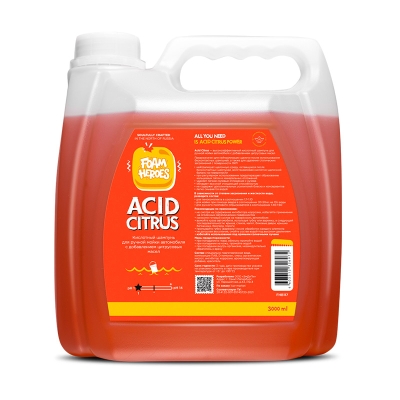 Acid Citrus, кислотный шампунь для ручной мойки автомобиля 3 л, Foam Heroes