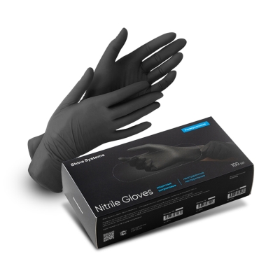 Nitrile Gloves, защитные универсальные нитриловые перчатки, размер XL, 100 шт, Shine Systems