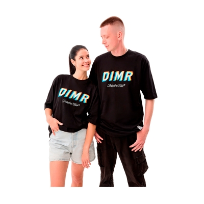 Футболка DIMR Glitch черная оверсайз, M