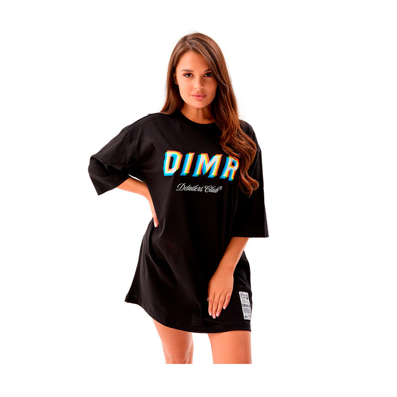Футболка DIMR Glitch черная оверсайз, M