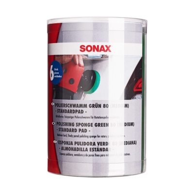 ProfiLine Polishing sponge green - Полировочный круг средней жесткости зеленый 80 мм (6 шт), Sonax