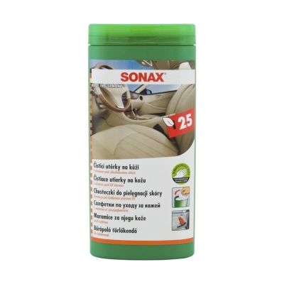 Leather care wipes - Салфетки для очистки кожи в тубе (25 шт), Sonax