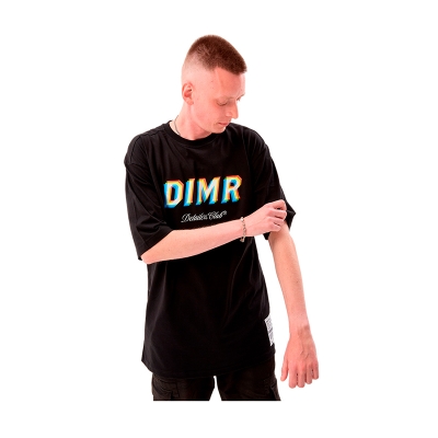 Футболка DIMR Glitch черная оверсайз, L