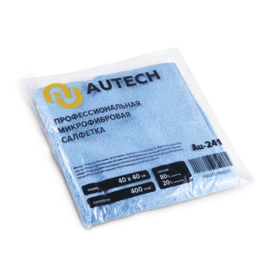 Микрофибровая салфетка 40х40 см голубая Au-241, Autech
