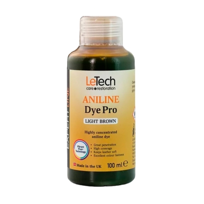 Leather Aniline Dye Light Brown - анилиновый краситель для кожи 100 мл, Letech Professional