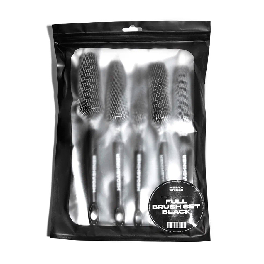 Набор кистей для детейлинга с натуральным ворсом Full Brush Set Black, 5 шт, MegaShiner