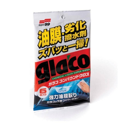 Очищающие салфетки для стекла Glaco Glass Compound Sheet 6 шт, Soft99