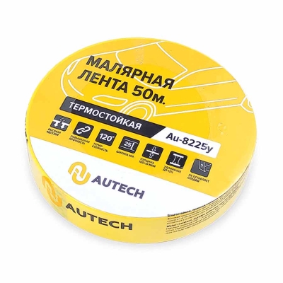 Маскирующая термостойкая лента желтая 25 мм x 50 м (Au-8225Y), Autech