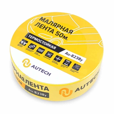 Маскирующая термостойкая лента желтая 38 мм x 50 м (Au-8238Y), Autech