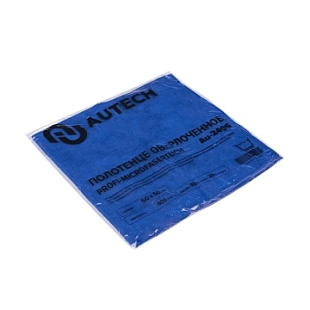 Au-2406 PROFI-MICROFASERTUCH Полотенце оверлоченное 50*50 см, СИНЕЕ, 400гр/м2 для сушки авто, Autech