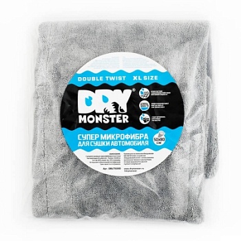 Dry Monster Микрофибра для сушки поверхностей DOUBLE TWIST XL СЕРАЯ 50х80 см