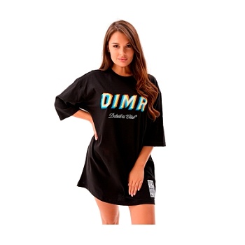 Футболка DIMR Glitch черная оверсайз, S