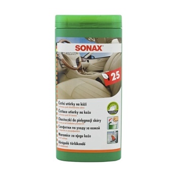 Leather care wipes - Салфетки для очистки кожи в тубе (25 шт), Sonax