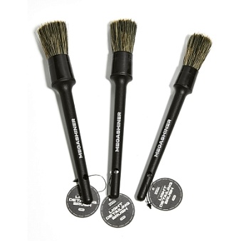 Набор кистей для детейлинга c натуральным ворсом Mini Brush Set, 3 шт, MegaShiner