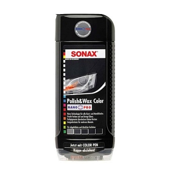 Polish & Wax Color NanoPro - Цветной полироль с воском (черный) 500 мл, Sonax