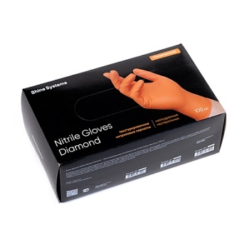 Nitrile Gloves Diamond, текстурированные ультрапрочные нитриловые перчатки, размер M, 100шт, Shine